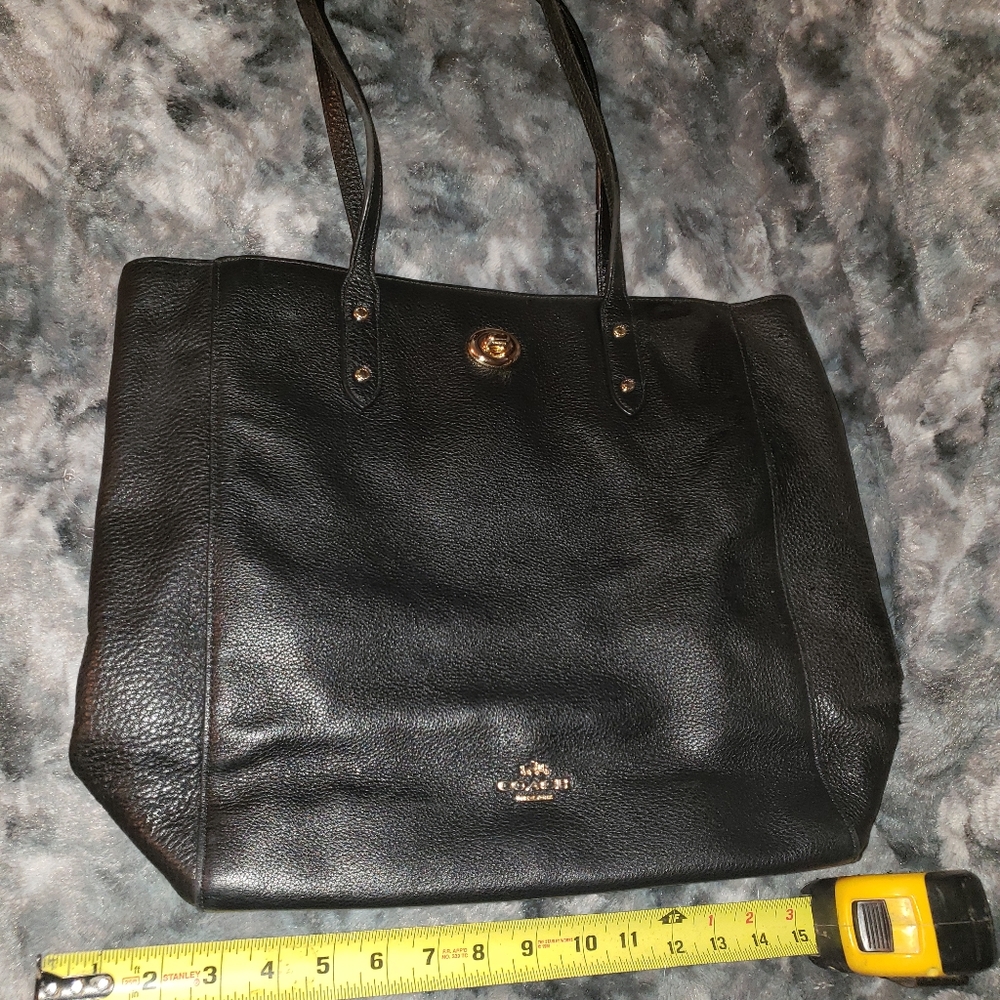Coach Black Leather Zippered Bag